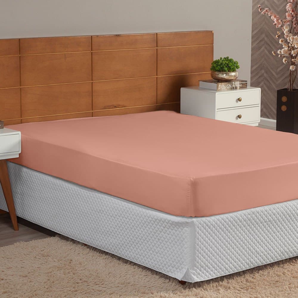 1 Lençol com Elástico Avulso Cama Casal ou Solteiro Algodão 400 Fios