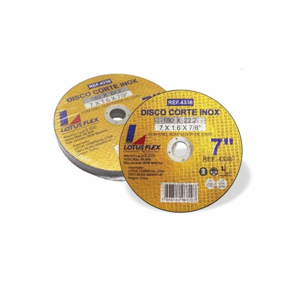 Kit 10 unidades disco de corte, Metal / Inox 7" X 1,6mm X 7/8". Disco de corte. Disco corte Inox