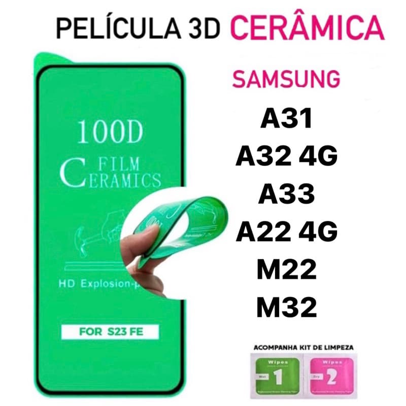 Pelicula Cerâmica 9D Para Samsung A32 G/A06/A31/A33/A03/A25/ A22 4G/A35/A55/M13/M22/A36/A56 Protetor Tela Cobre Ela Toda