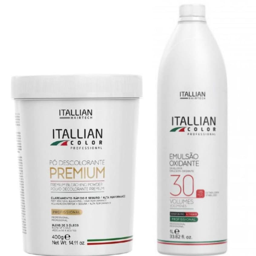Itallian Collor Pó Descolorante Premium Powder 400g  + Ox 30 Volumes