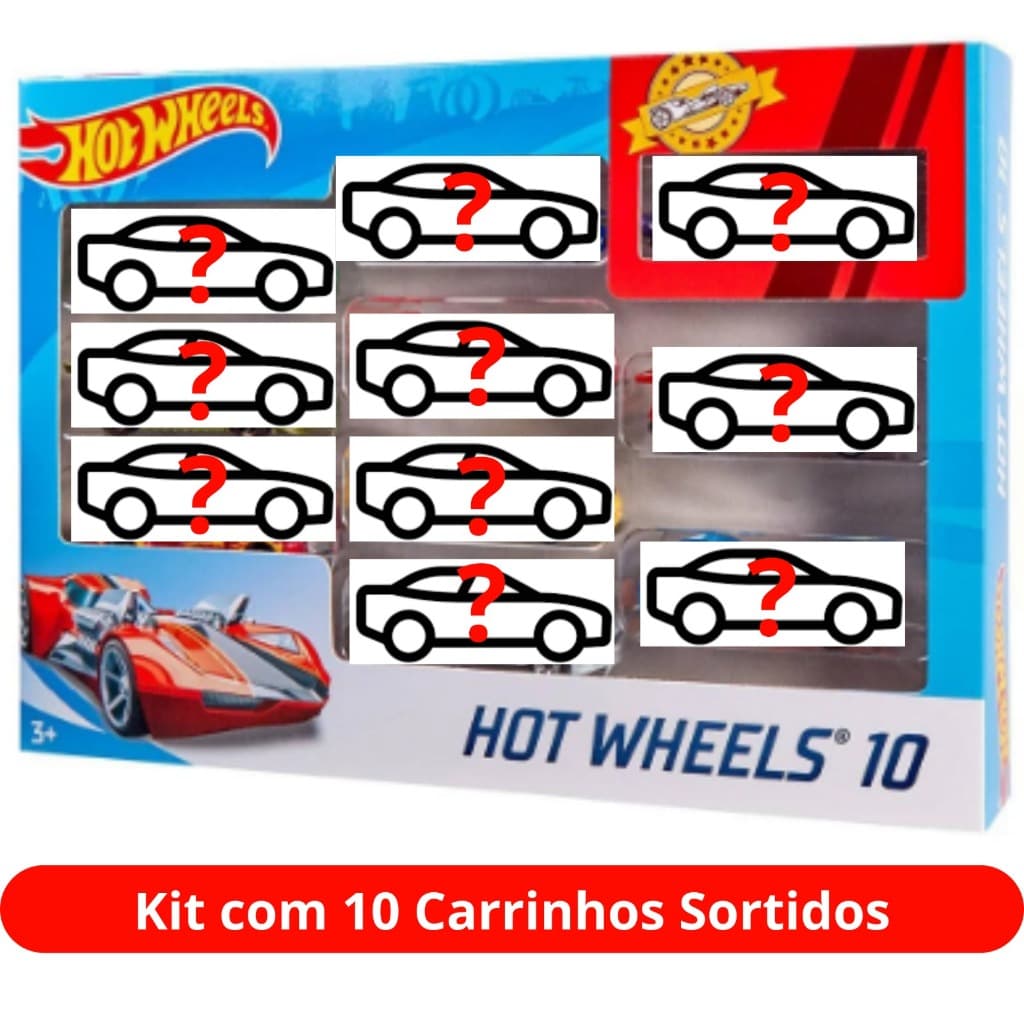 Carrinho Hot Wheels Kit com 10 Carrinhos Sortidos - Mattel