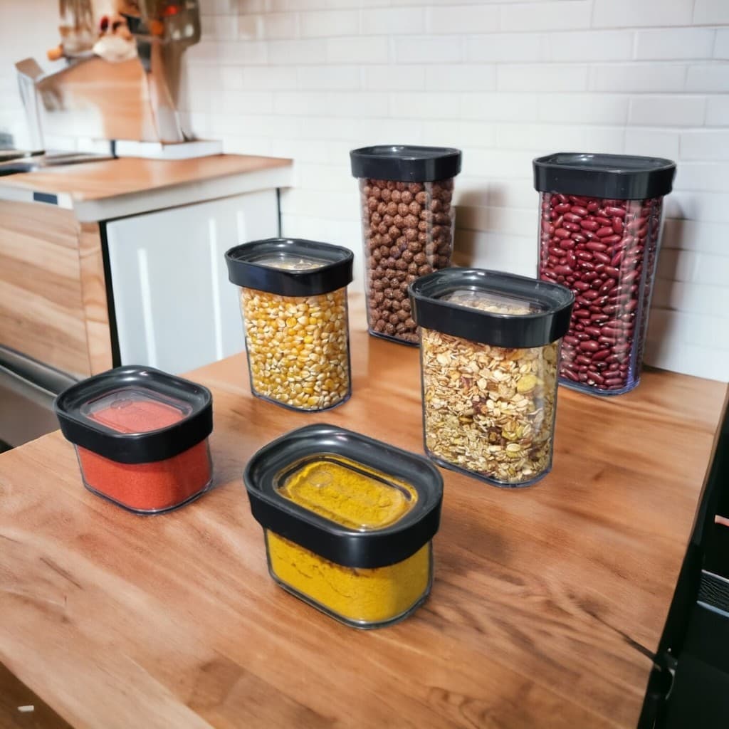 6 Potes organizadores herméticos para mantimentos, temperos e utilidades domésticas