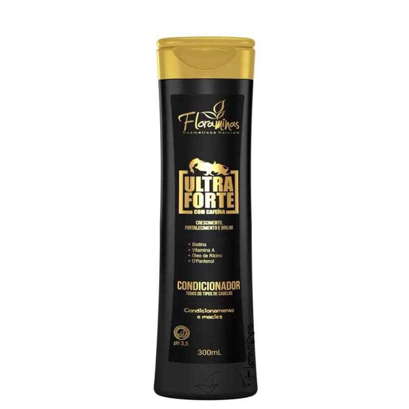 condicionador para fortalecimento do cabelo com vitamina a e biotina 300 ml Floraminas todos os tipos de cabelo