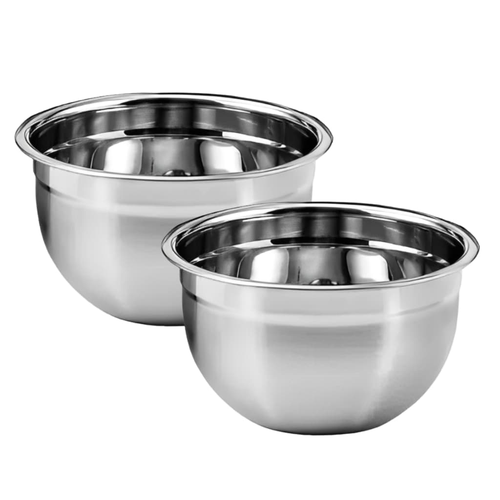 Kit Com 2 Bowl Tigela Bacia Saladeira Aço Inox 20cm Cozinha Casa Restaurante Profissional