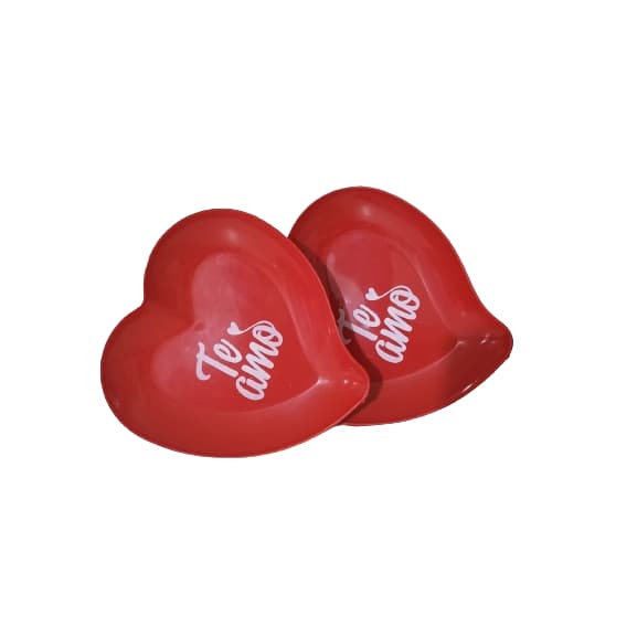 kit 10,20,30,40 ou50 pratinhos para sobremesa formato de coração decorados de plástico vermelho