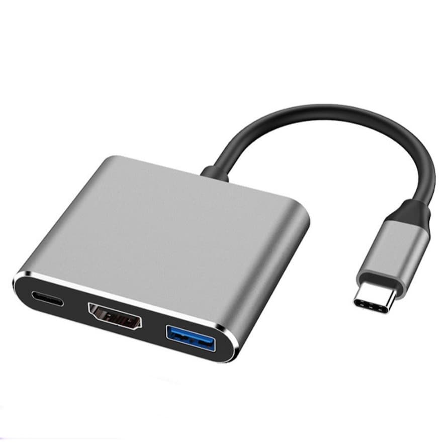 Adaptador tipo c 3 em 1 para tipo c usb e hdmi