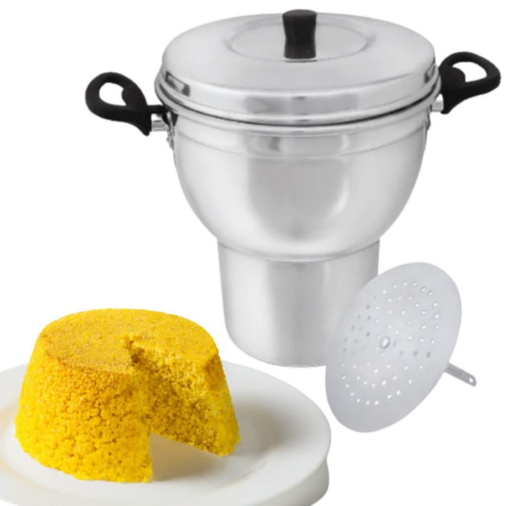 Cuscuzeiro N16/N18 Alumínio Panela Cuzcuzeira Faz Cuscuz Nordestino Médio/Grande Reforçado Aluminio Polido Bem Embalado