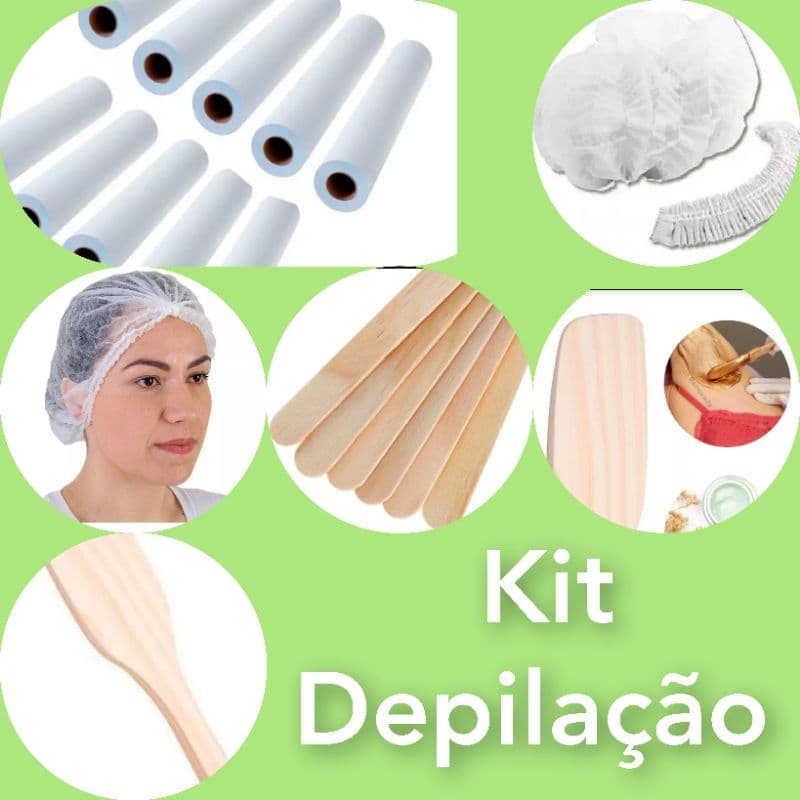 kit para depilação Toucas espátulas rolo papel