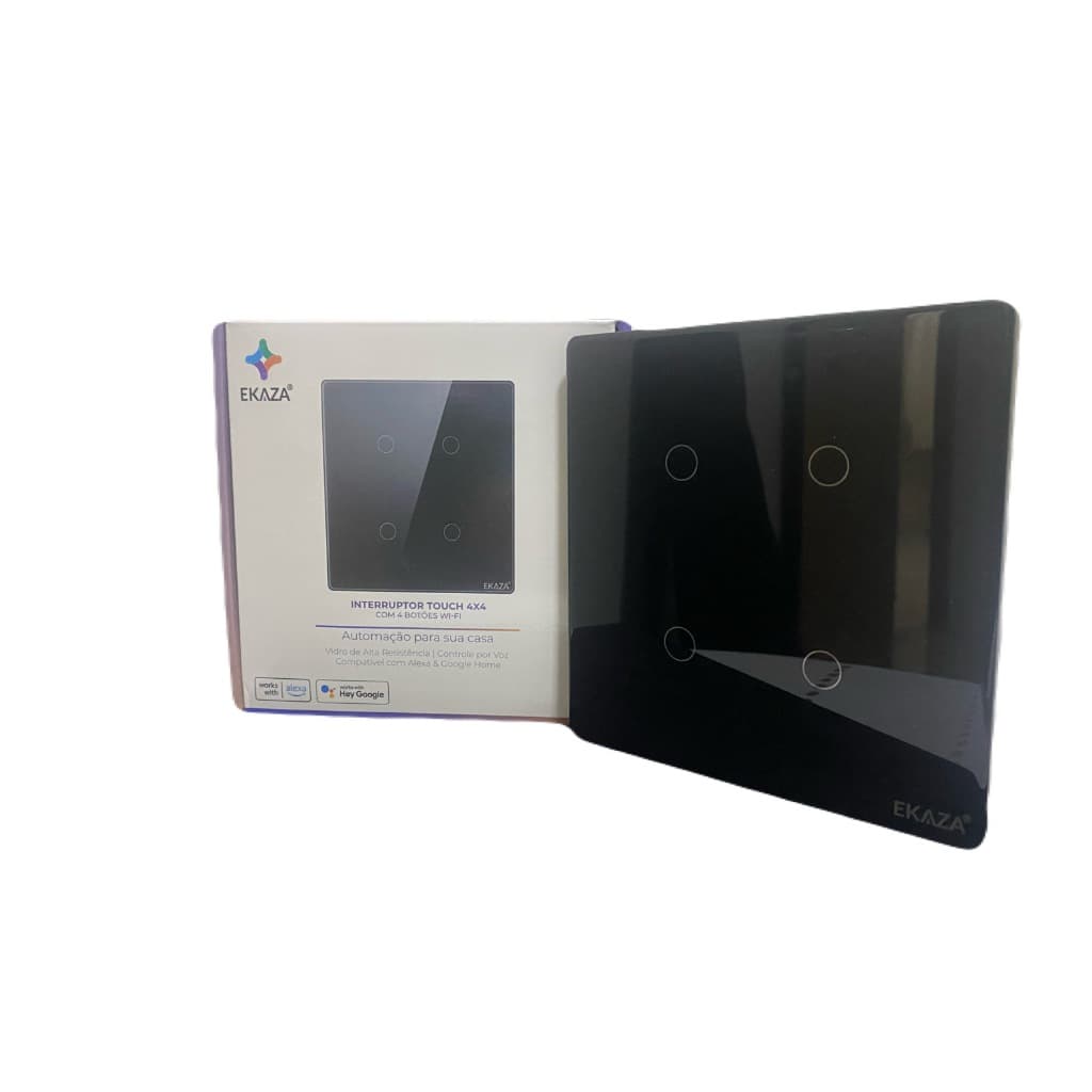 Interruptor inteligente 4x4 Touch com 4 botões - preto WiFi