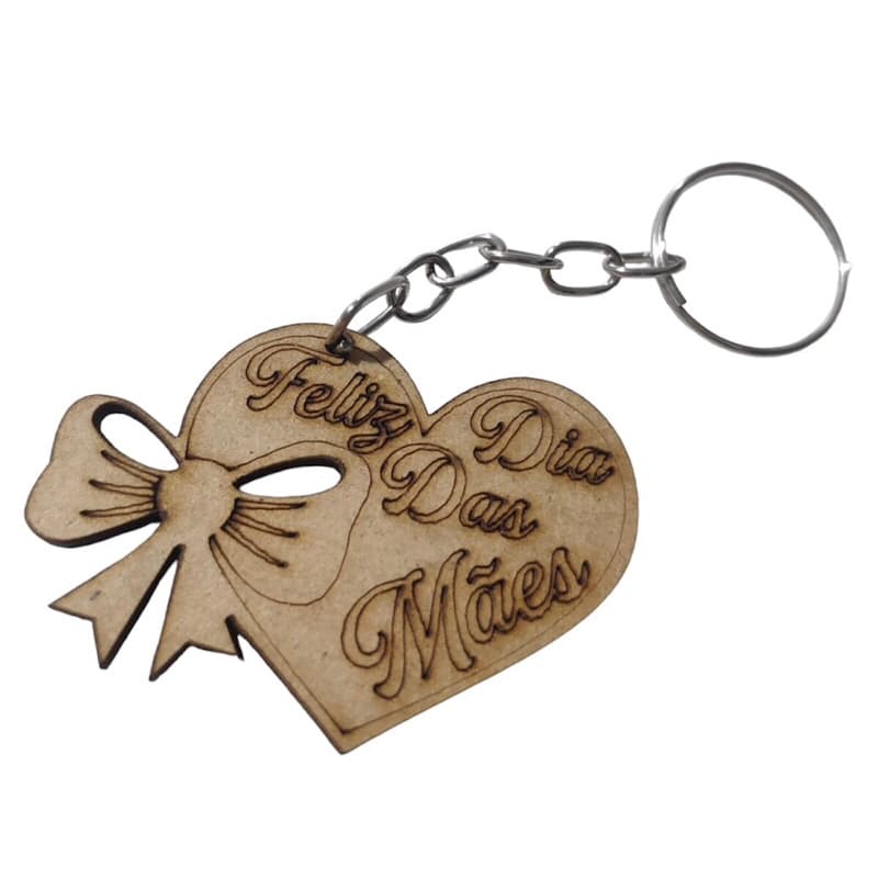 Kit 100 Chaveiros Mdf Coração Dia Das Mães Lembrancinha