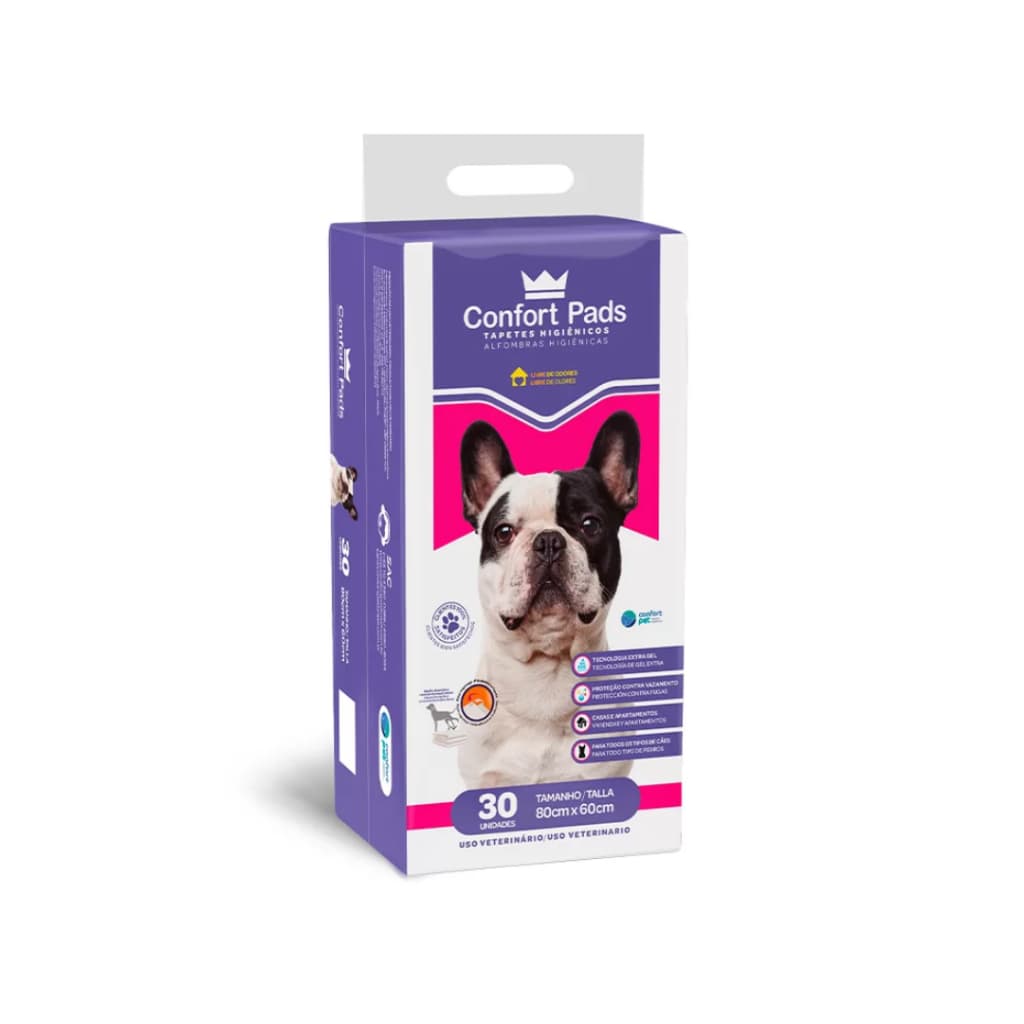 Tapete Higiênico Confort Pads (80cm x 60cm) – Kit com 30 Unidades