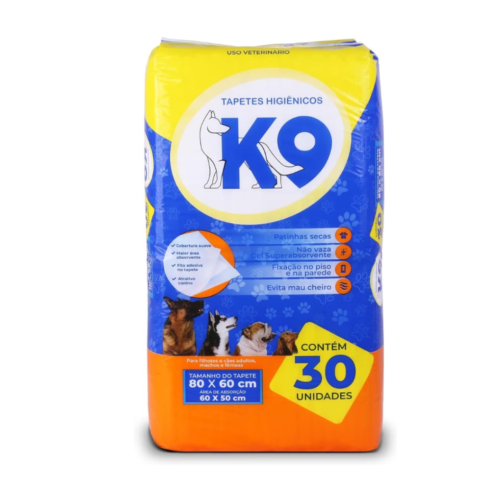 Tapete Higiênico K9 Para Cães e Gatos 80x60cm - 30 Unidades