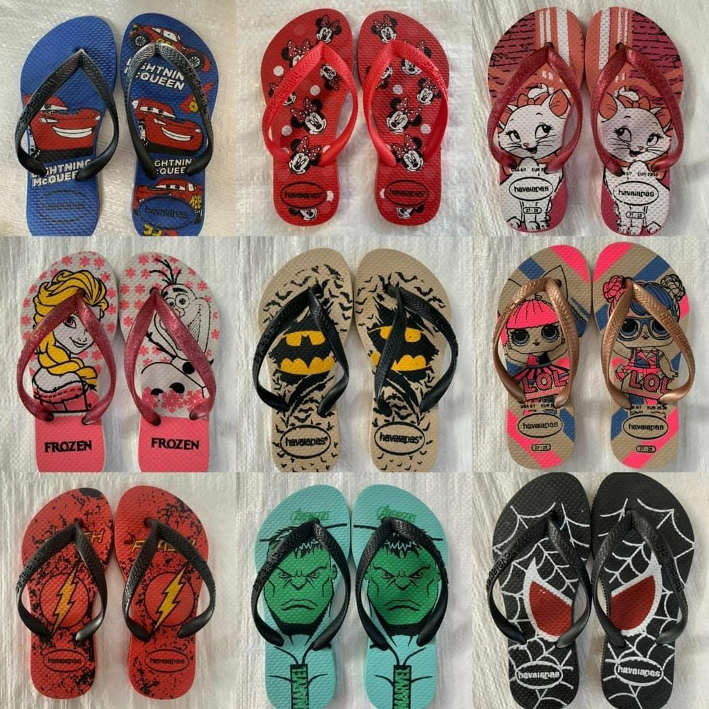 Kit 12 Pares Chinelo de Dedo Sandália Rasteira Infantil Criança Estampado Masculino ou Feminino Menina Menino Revenda
