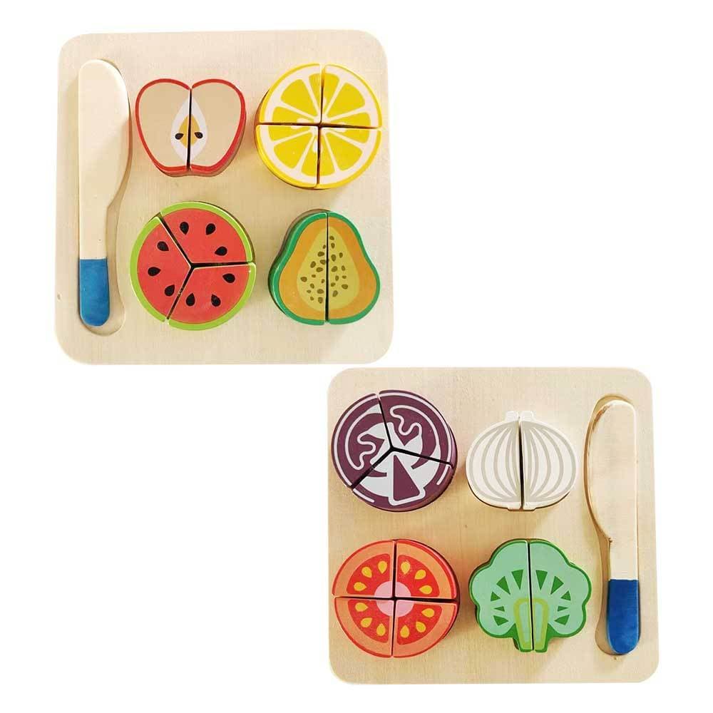 Blocos Montar com Tabuleiro Cozinha de Madeira com Velcro Frutas ou Legumes