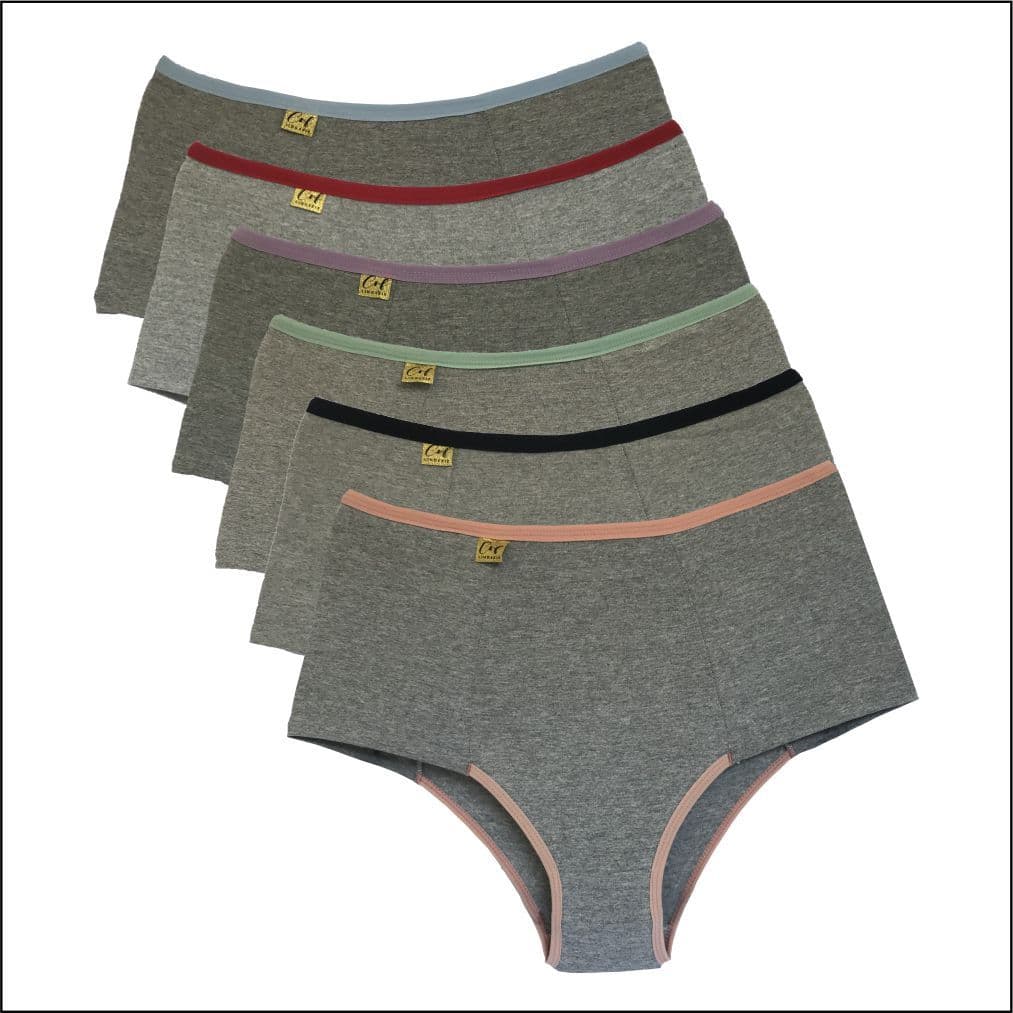 Kit 5 Calcinhas Cós Alto - Segura Barriga - Pós-Parto 100% Algodão - plus size