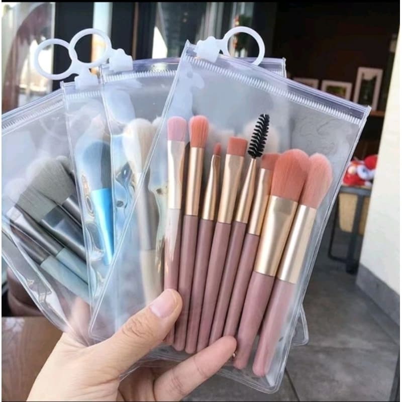 Kit Mini Pincel 8 Itens Conjunto de Pincéis de Maquiagem
