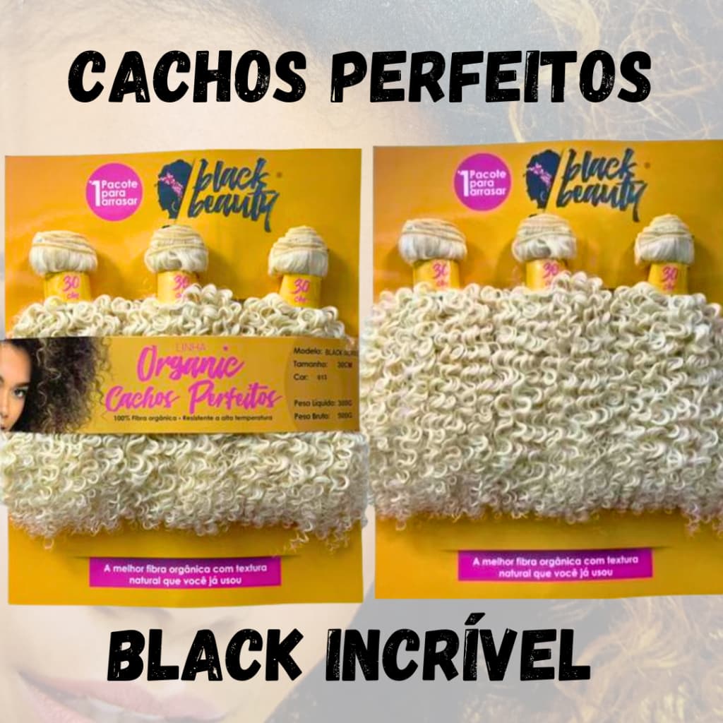 Cabelo Fibra Orgânico Cachos perfeitos 30cm Black Beauty