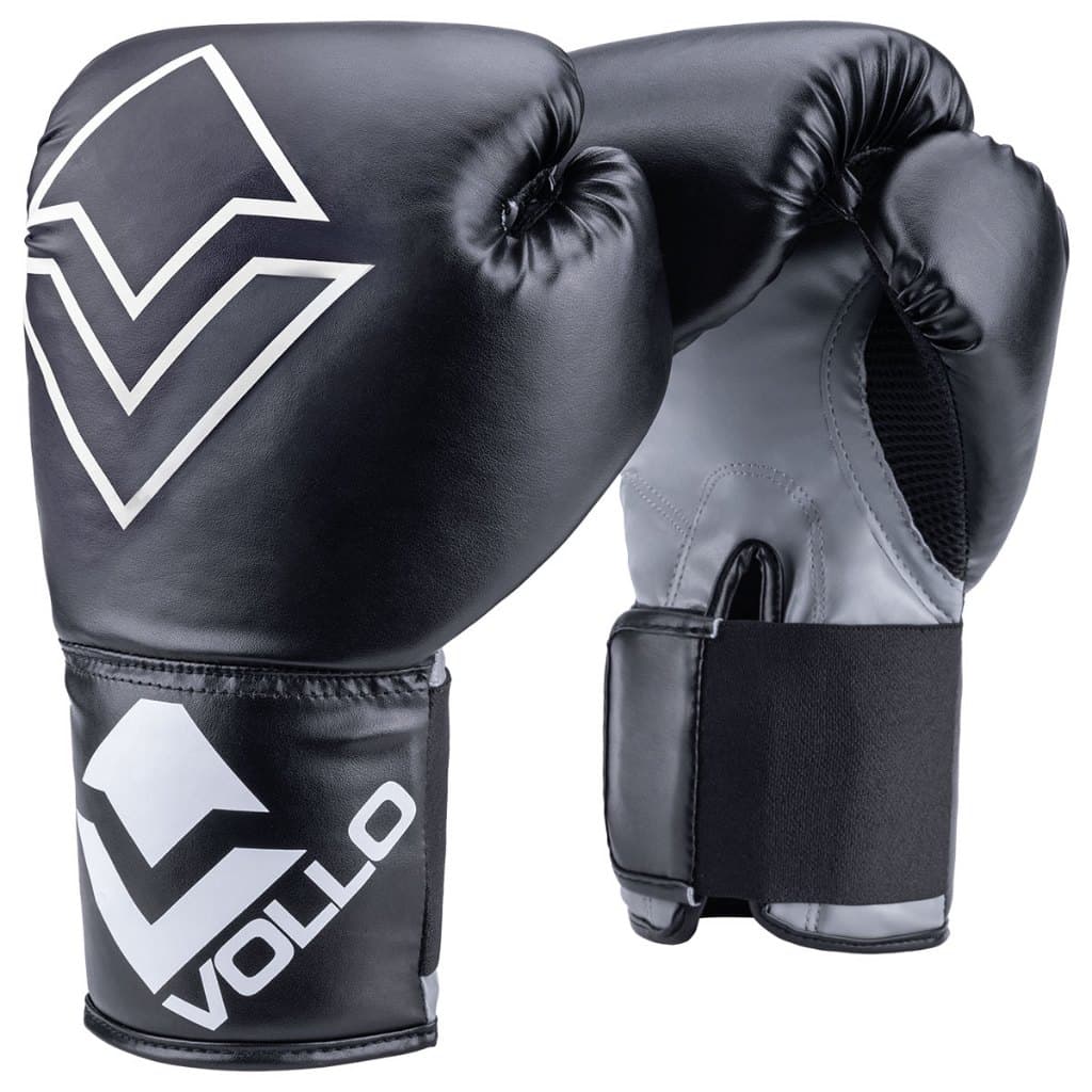 Luva de Boxe Adulto 12Oz Preta Vollo Muay Thai Artes Marciais Karate Luta MMA c/ Velcro