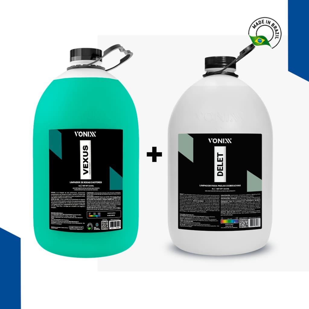 Delet 5L + Vexus 5L - Kit Vonixx Para Limpeza De Rodas e Pneus