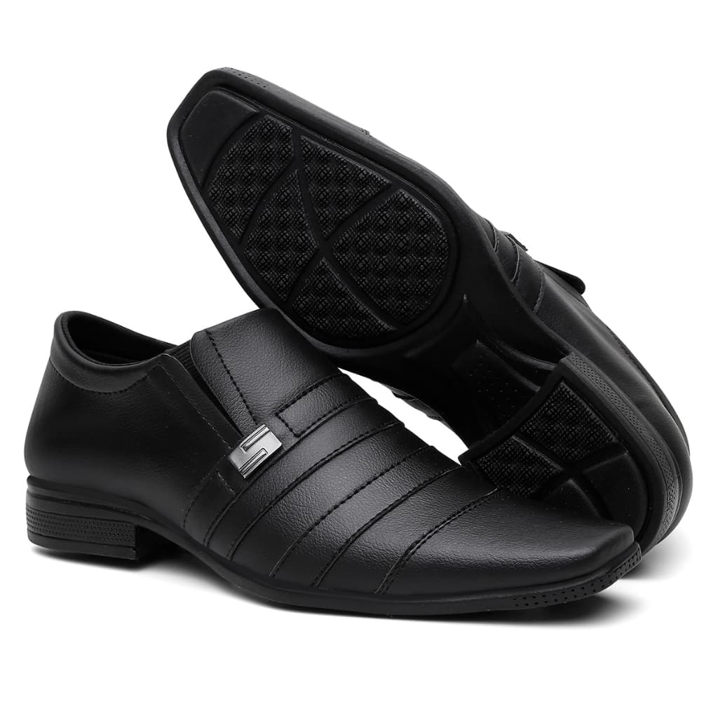 Sapato Social Masculino Preto Com Solado De Borracha Confortavel