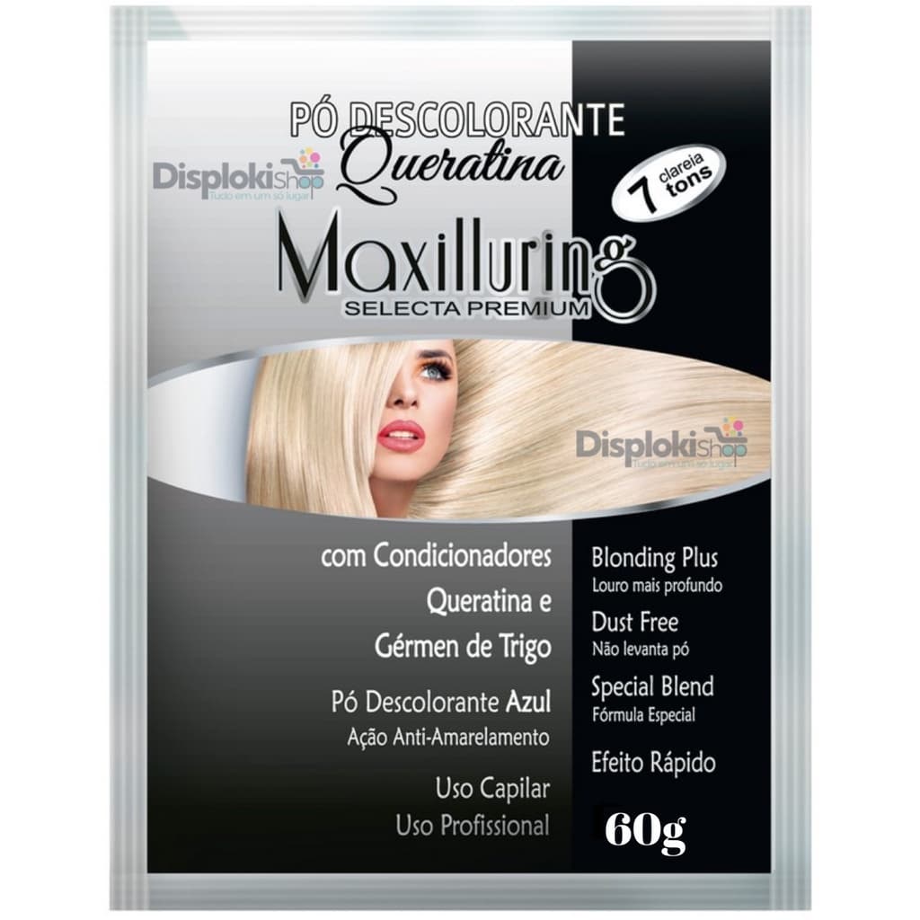 Pó Descolorante com Condicionadores Queratina e Gérmen de Trigo Pó Azul 60G Maxilluring Selecta Premium