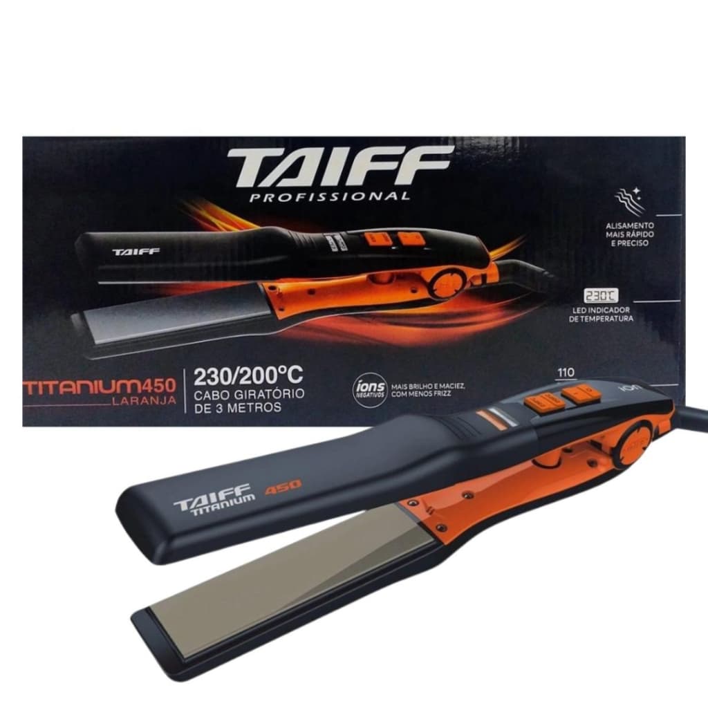 Chapinha | Prancha Taiff Titanium 230°C com Emissão de Íons Laranja - Bivolt