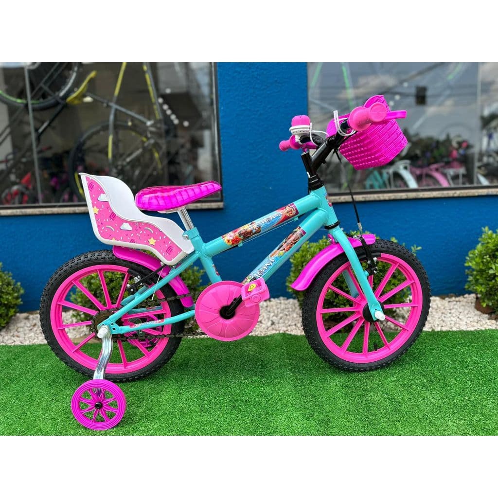 Bicicleta Bike Infantil Feminina Aro 16 Gy Bike C/ Cestinha C/ Cadeirinha P/ Boneca