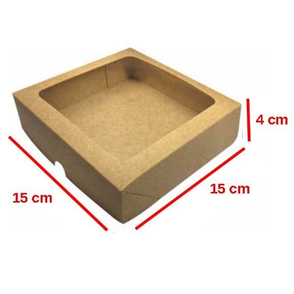 20 Caixas de Papel Presentes Kraft -Visor- 20unidades - Kraft - 15x15x4