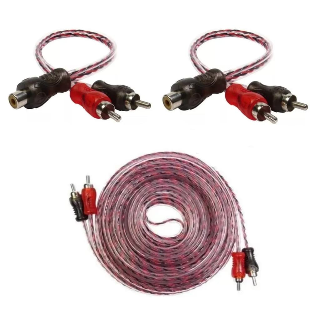 Kit 1 Cabo Rca 5m + 2 cabo Y 2 Macho E 1 Femea