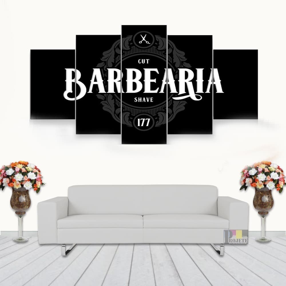 Quadro Decorativo Barbearia - Barber Shop 115x60 5 Peças