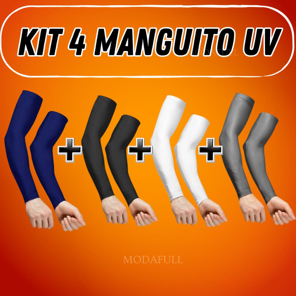 Kit 4 Pares De manguito manga longa Proteção Solar Uv Segunda Pele Unissex