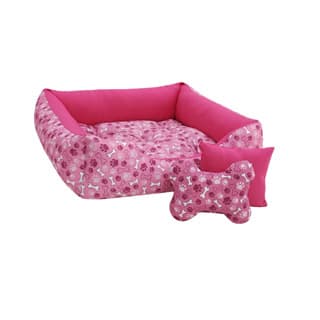 Cama  Para Cachorro Porte Médio Tamanho 80x60 cm Com 2 brinquedos que são Almofadinha e ossinho.