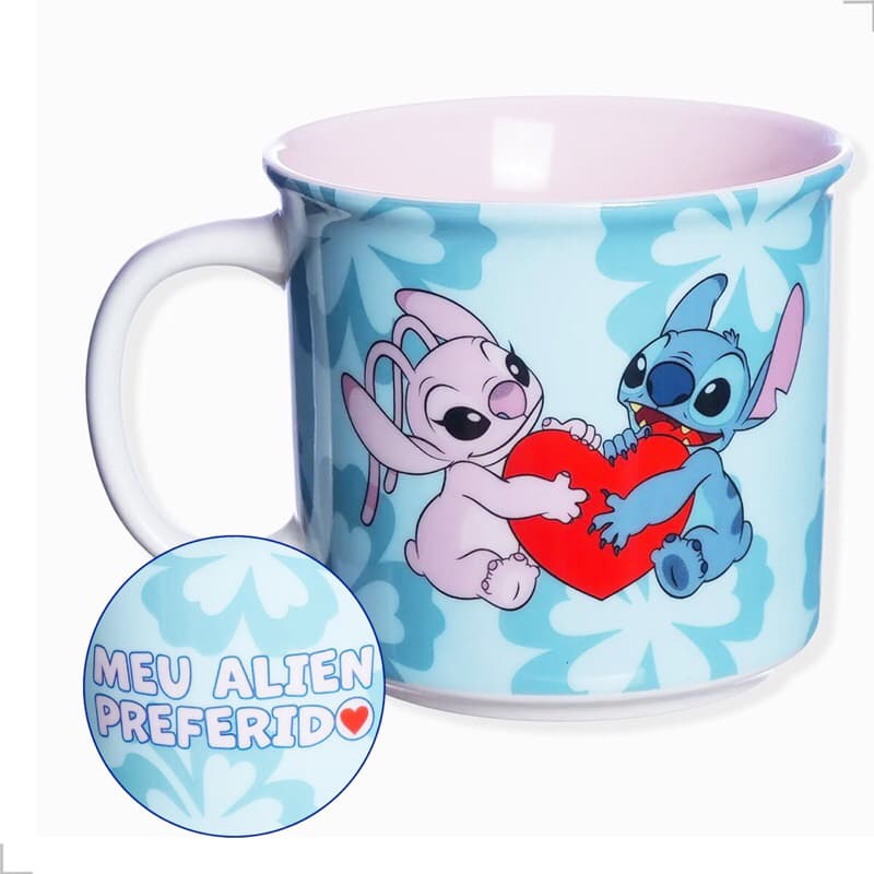 Caneca Tom Stitch Namorados Disney produto licenciado
