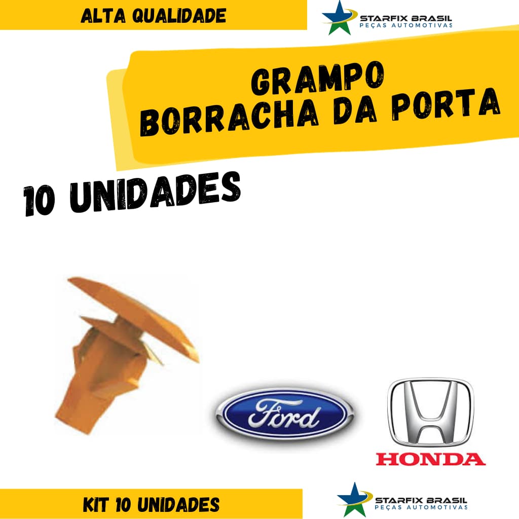Kit 10 Grampos borracha da porta Honda Ford