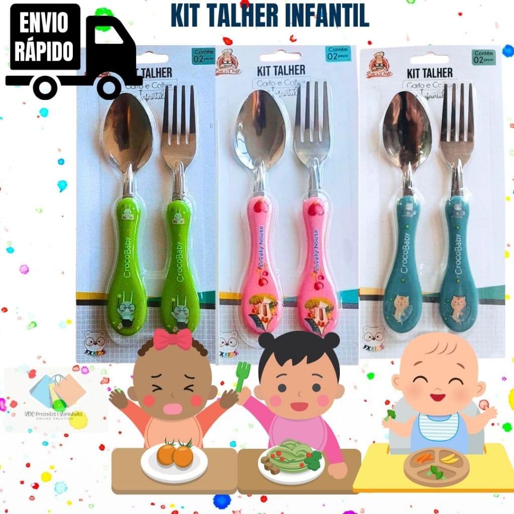 Kit Talher Colher e Garfo Infantil  02 Peças Barato