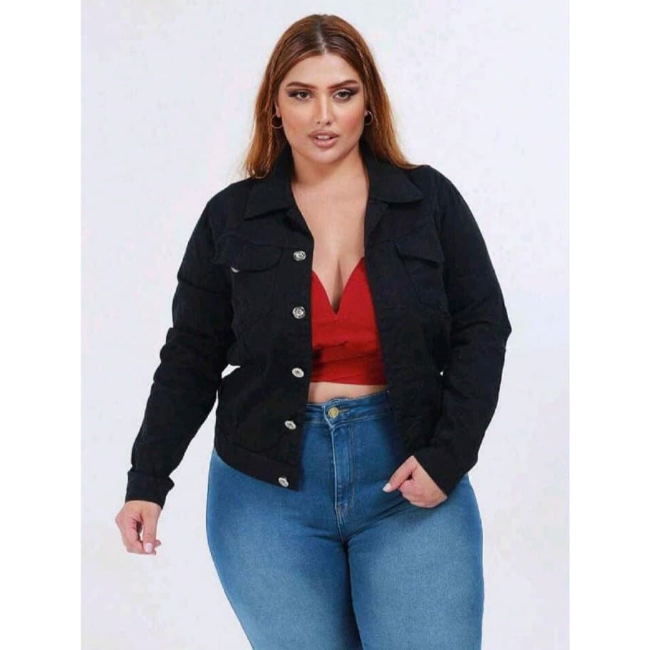 Jaqueta Jeans Feminina Plus Size 100% Algodão.