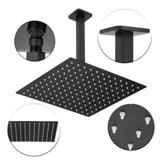 Chuveiro Para Banheiro Ducha Teto Parede Quadrada 20x20 Preto Fosco Black Quadrado Metal Luxo Solar