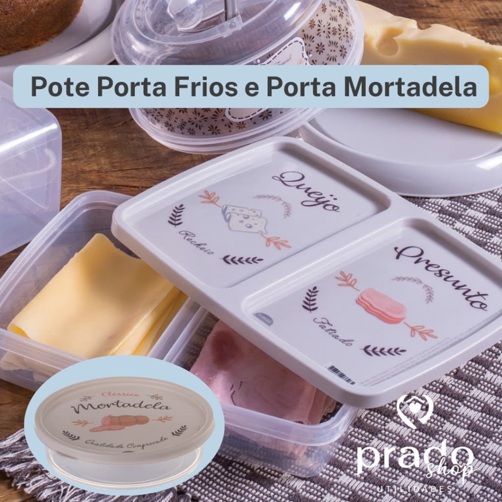Pote Porta Frios e Porta Mortadela Salame Queijo Presunto Com Tampa