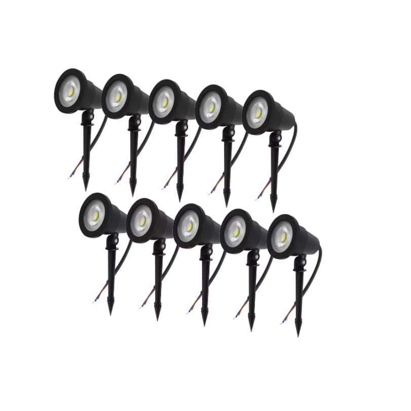 Kit 10 Luminária Espeto Jardim Cob Led 7w Prova Dágua Cor Da Carcaça Preto Cor Da Luz Branco-quente 110v 220v (bivolt)