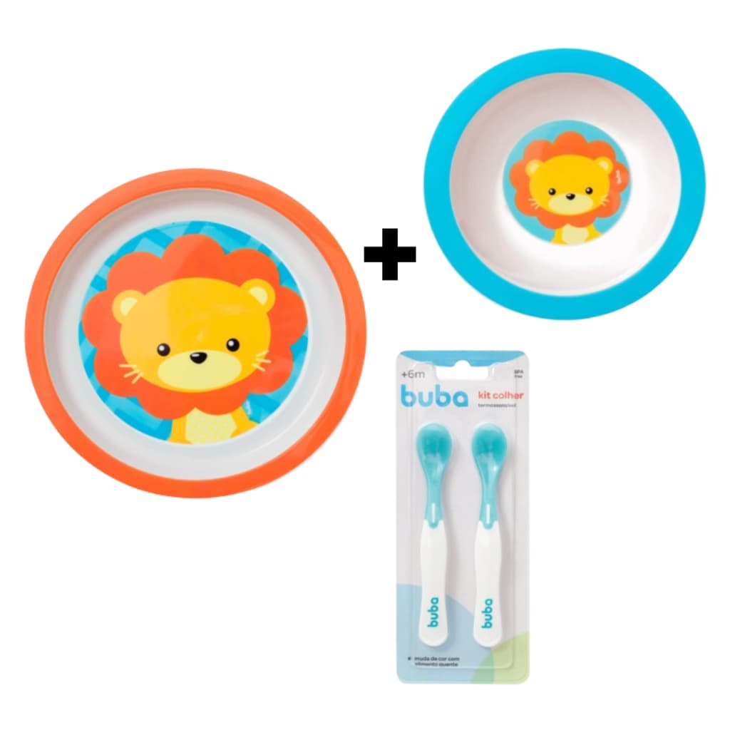 Kit Alimentação Bebê Buba Introdução Alimentar Prato de Bebê Bowl infantil Colher de Treinamento