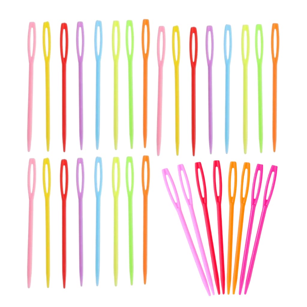 30 Agulhas Plásticas Coloridas para Costura Agulhas Tapeceiro Plásticas Bordado