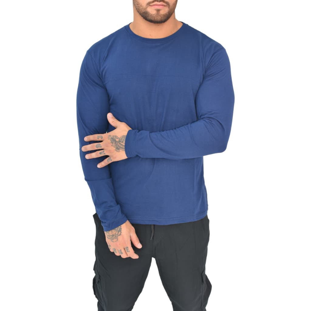 Camiseta Manga Longa Modelo Masculino de Algodão Premium
