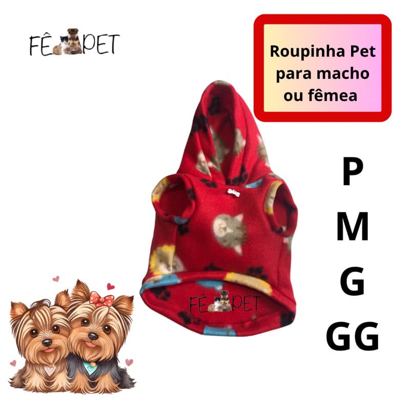 Roupinha Pet com capuz/ regata/ sem capuz Verão ou inverno (cães e gatos de pequeno porte) Fê Pet