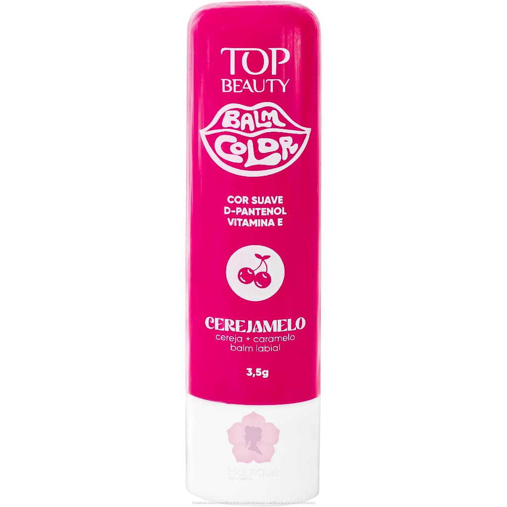 Lip Balm Color Cerejamelo com D-Pantenol + Vitamina e Multifuncional Top Beauty