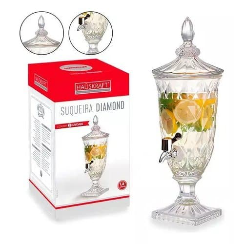 SUQUEIRA DE VIDRO c/TORNEIRA QUEEN 1,8L LUXO  - HAUSKRAFT