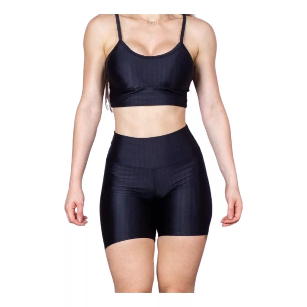 Kit Conjunto Short Top Bojo 3d Fitness Academia Suplex CINTURA ALTA CIRRÊ CONJUNTO CORRIDA CROPEED CURTO ESPORTE FITNESS