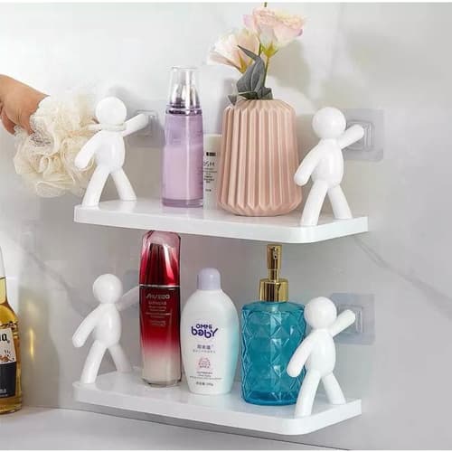 Suporte Plástico Com Adesivo Decoração Para Sala Cozinha Banheiro Prateleira Sem Furo - Produto Premium - Envio Imediato