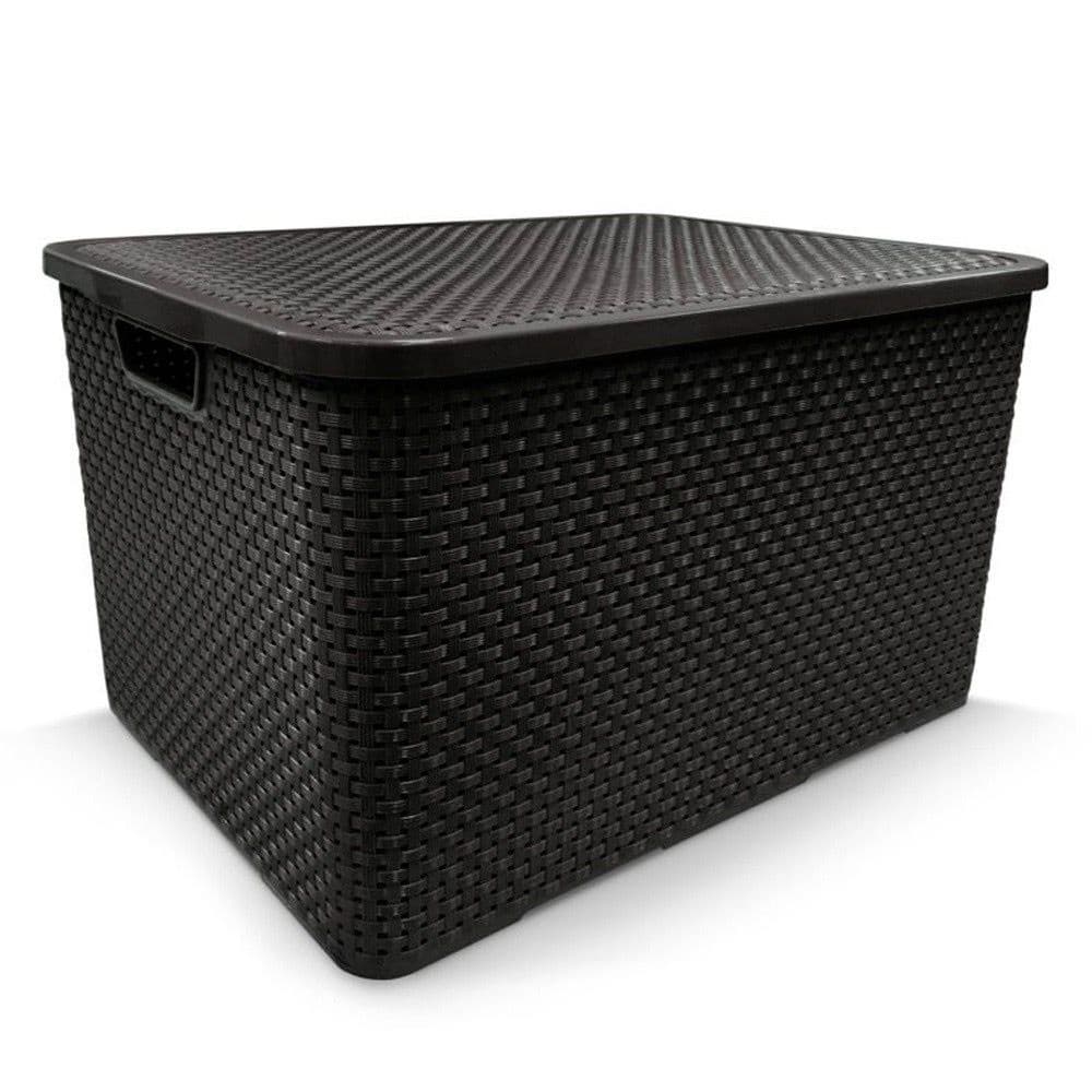Caixa Organizadora Cesta Rattan Preta 20 Litros Empilhavel - Arqplast