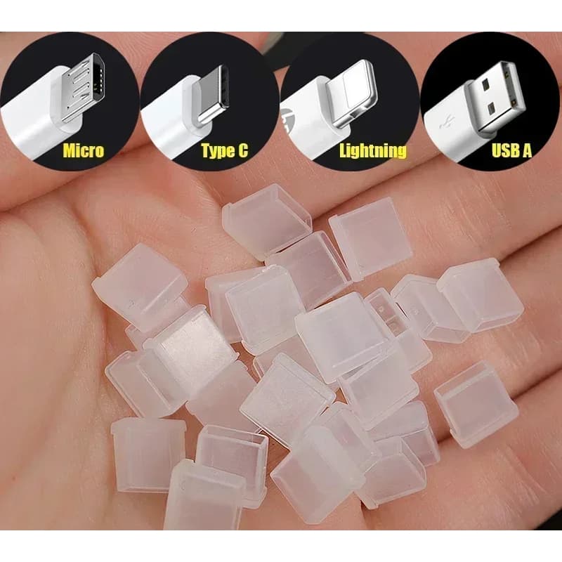 Protetor de silicone, anti poeira para cabo Iphone / Tipo-C / V8 (Micro USB).