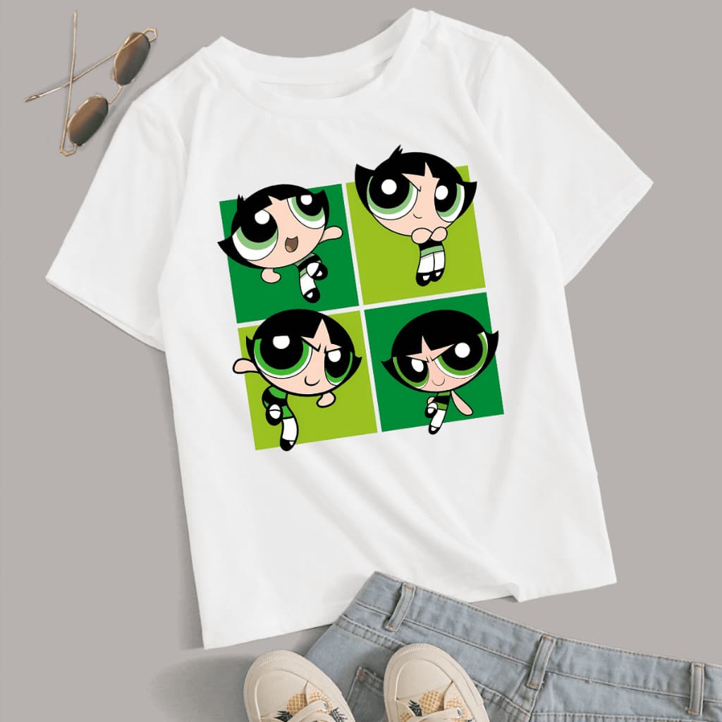 Babylook Blusa Feminina As Meninas Superpoderosas Cor Branca Manga Curta